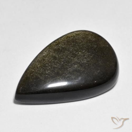 Obsidian Gemstone in 26.2 x 17 mm Size for Sale, Obsidian Stone in Black with Gold Sheen Color