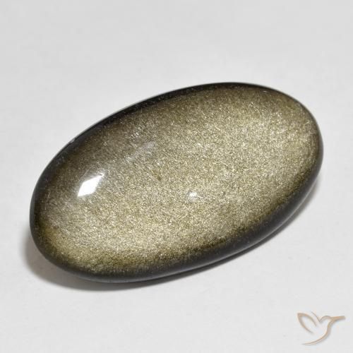 21.84ct Natural Black with Gold Sheen Obsidian, Oval, Opaque