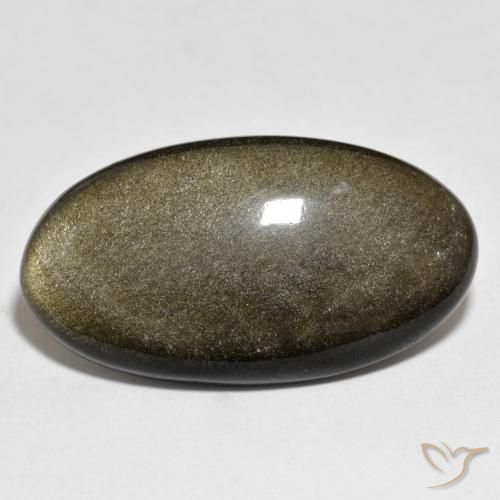 21.84 ct Golden Obsidian Stone, Natural Obsidian in Oval Cabochon Shape for Sale