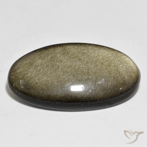 Obsidian Gemstone in 32 x 17.6 mm Size for Sale, Obsidian Stone in Black with Gold Sheen Color