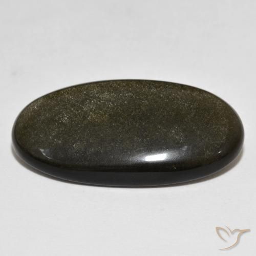 19.87ct Natural Black with Gold Sheen Obsidian, Oval, Opaque