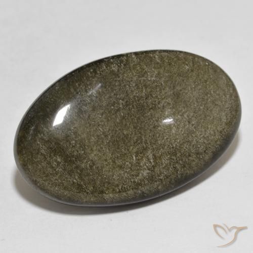 Black with Gold Sheen Obsidian Gem - 28ct Oval Cabochon (ID: 604675)