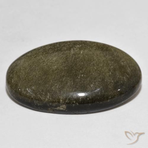 Obsidian Gemstone in 31.7 x 19.6 mm Size for Sale, Obsidian Stone in Black with Gold Sheen Color