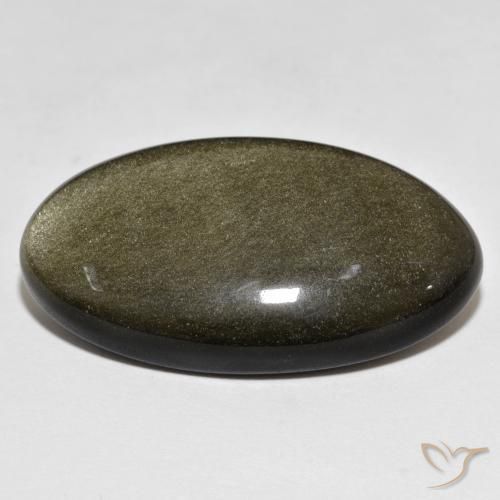 Obsidian Gemstone in 35.4 x 19.3 mm Size for Sale, Obsidian Stone in Black with Gold Sheen Color