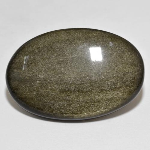 Black with Gold Sheen Obsidian Gem - 37.3ct Oval Cabochon (ID: 604677)
