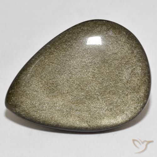 26.37 ct Black Obsidian Stone, Natural Obsidian in Pear Cabochon Shape for Sale