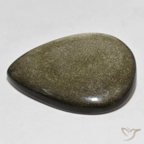 Obsidian Gemstone in 31.2 x 23.1 mm Size for Sale, Obsidian Stone in Black with Gold Sheen Color