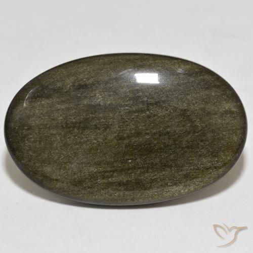 39.46ct Natural Black with Gold Sheen Obsidian, Oval, Opaque