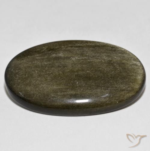 Obsidian Gemstone in 37.4 x 23.7 mm Size for Sale, Obsidian Stone in Black with Gold Sheen Color