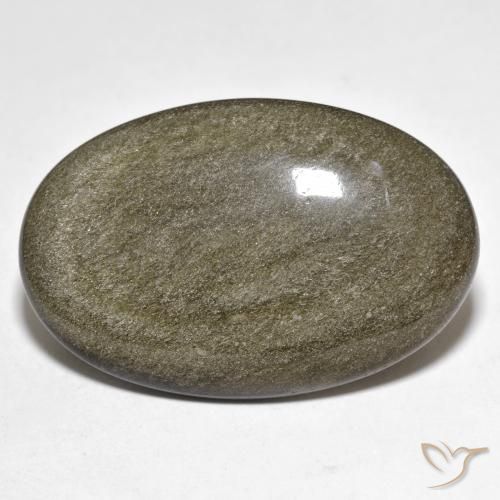30.28ct Natural Black with Gold Sheen Obsidian, Oval, Opaque