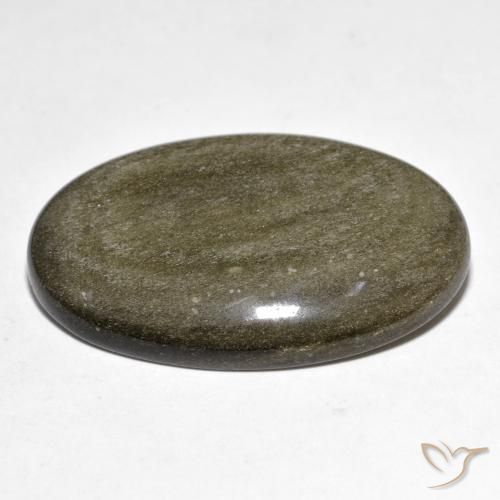 Obsidian Gemstone in 33 x 21.6 mm Size for Sale, Obsidian Stone in Black with Gold Sheen Color