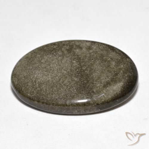 Obsidian Gemstone in 28.8 x 20.3 mm Size for Sale, Obsidian Stone in Black with Gold Sheen Color