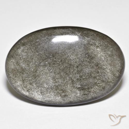 24.72 ct Gray Obsidian Stone, Natural Obsidian in Oval Cabochon Shape for Sale