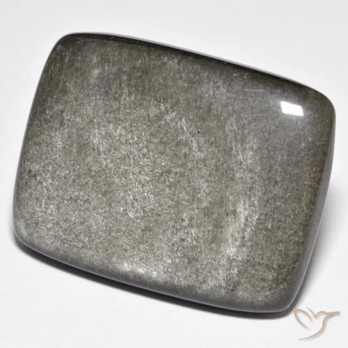 29.71ct Natural Grayish Black Obsidian, Cushion, Opaque