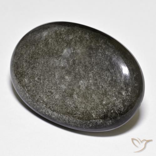 41.78 ct Gray Obsidian Stone, Natural Obsidian in Oval Cabochon Shape for Sale