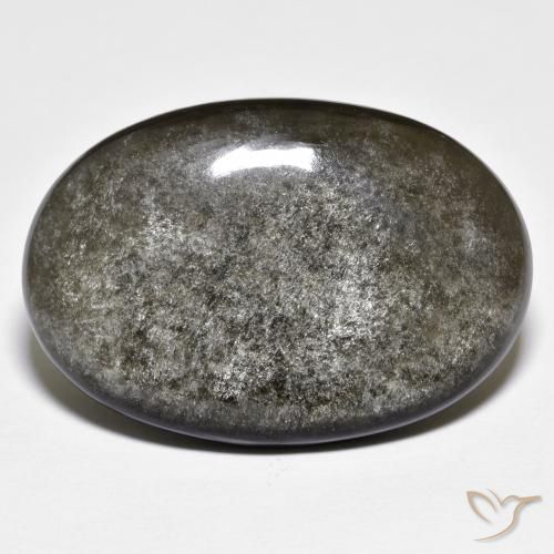 27.47 ct Gray Obsidian Stone, Natural Obsidian in Oval Cabochon Shape for Sale