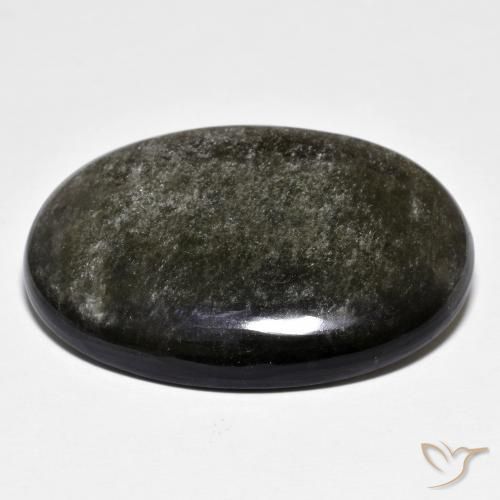 Obsidian Gemstone in 30.7 x 21 mm Size for Sale, Obsidian Stone in Medium-Dark Gray Color