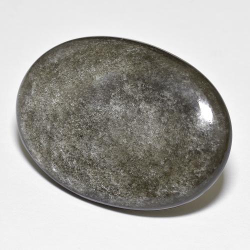 24.89 ct Gray Obsidian Stone, Natural Obsidian in Oval Cabochon Shape for Sale