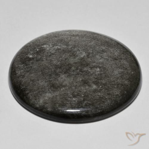 Obsidian Gemstone in 31.8 mm Size for Sale, Obsidian Stone in Light Grey Color