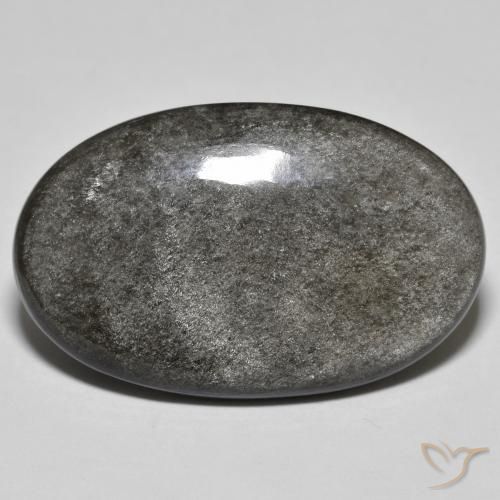 23.91 ct Gray Obsidian Stone, Natural Obsidian in Oval Cabochon Shape for Sale