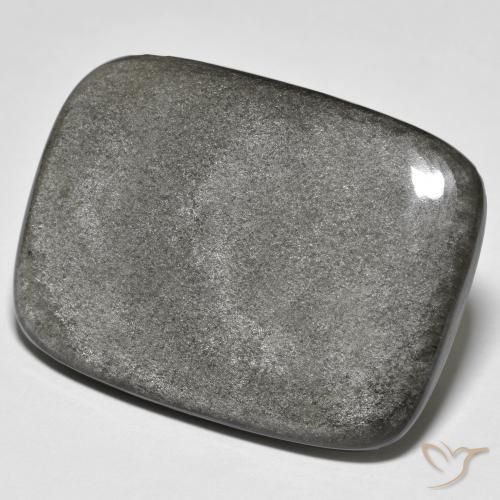 32.84ct Natural Light Grey Obsidian, Cushion, Opaque
