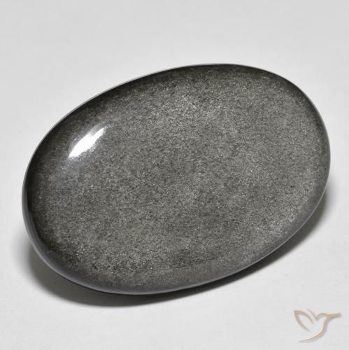 31.50 ct Gray Obsidian Stone, Natural Obsidian in Oval Cabochon Shape for Sale