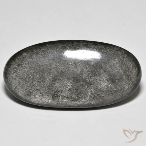 33.09 ct Gray Obsidian Stone, Natural Obsidian in Oval Cabochon Shape for Sale