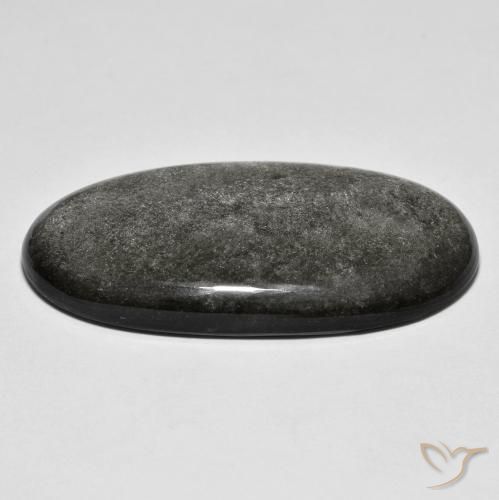 Obsidian Gemstone in 38.6 x 19.2 mm Size for Sale, Obsidian Stone in Light Grey Color