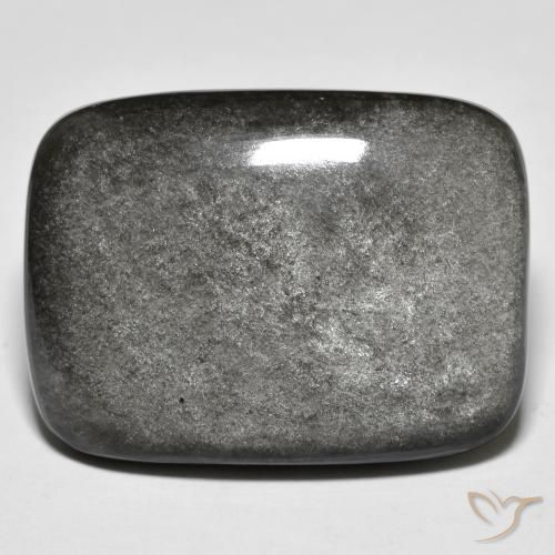 33.22ct Natural Light Grey Obsidian, Cushion, Opaque