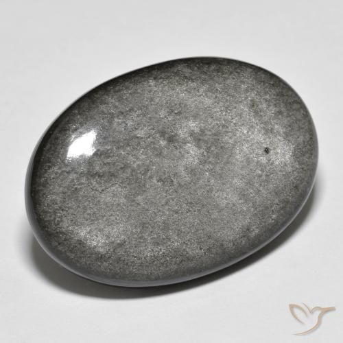 27.47 ct Gray Obsidian Stone, Natural Obsidian in Oval Cabochon Shape for Sale