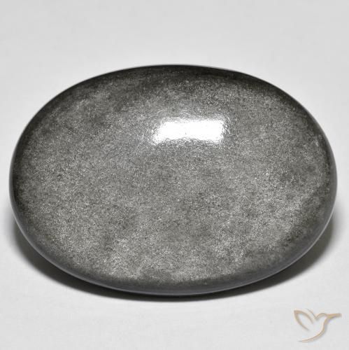 30.48ct Natural Light Grey Obsidian, Oval, Opaque