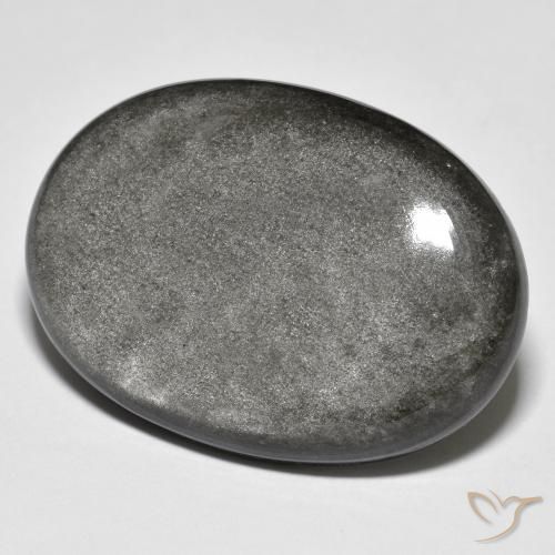 30.48 ct Gray Obsidian Stone, Natural Obsidian in Oval Cabochon Shape for Sale