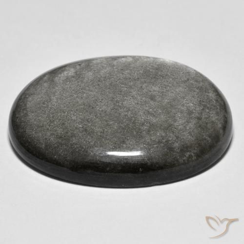 Obsidian Gemstone in 30 x 22 mm (calibrated) Size for Sale, Obsidian Stone in Light Grey Color