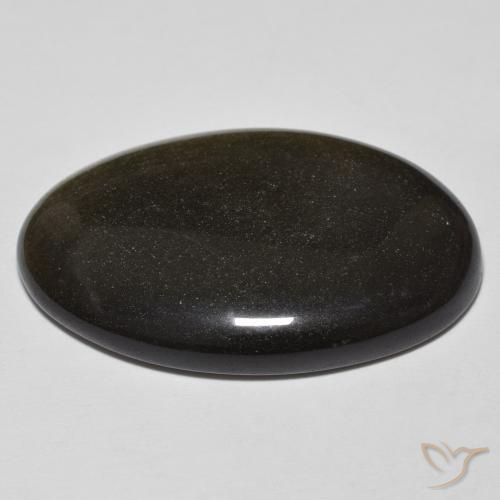 Obsidian Gemstone in 32.2 x 21.6 mm Size for Sale, Obsidian Stone in Black with Gold Sheen Color