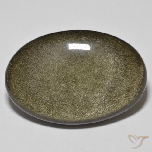 32.66ct Natural Black with Gold Sheen Obsidian, Oval, Opaque