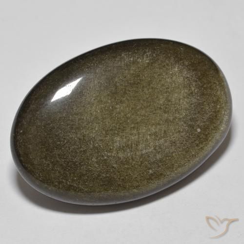32.66 ct Black Obsidian Stone, Natural Obsidian in Oval Cabochon Shape for Sale