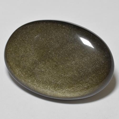 30,4 x 20,3mm schwarzer Obsidian im Oval-Cabochon Schliff aus Mexiko, Gewicht 26,23 ct, Garantiert echter Edelstein in Opaque Reinheit, 1 Stück Obsidian - die Farbe ist Schwarz mit Goldglanz, Mohs-Härte von 5 - 5,5, Photo A