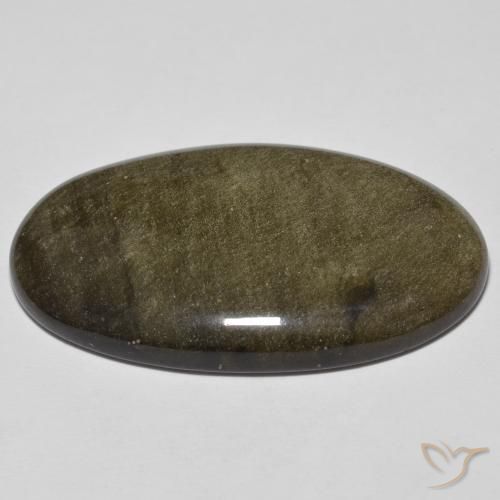 Obsidian Gemstone in 37 x 22 mm Size for Sale, Obsidian Stone in Black with Gold Sheen Color