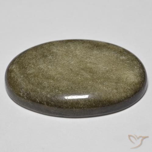 Obsidian Gemstone in 33.7 x 22.4 mm Size for Sale, Obsidian Stone in Black with Gold Sheen Color
