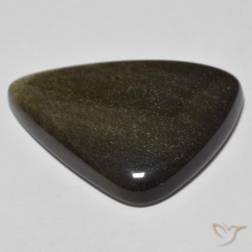 Obsidian Gemstone in 30 x 22 mm (calibrated) Size for Sale, Obsidian Stone in Black with Gold Sheen Color