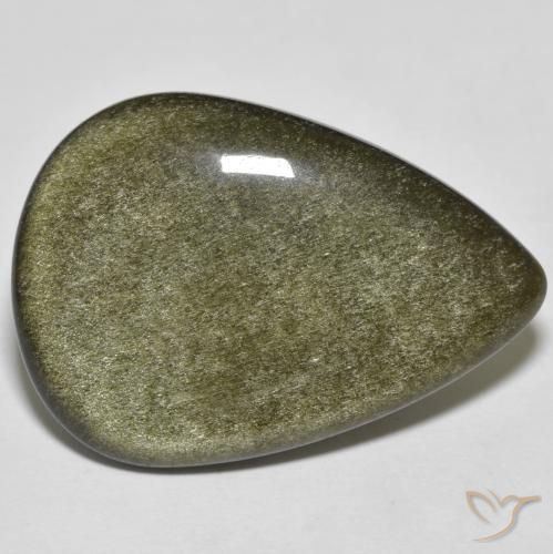21.49 ct Black Obsidian Stone, Natural Obsidian in Pear Cabochon Shape for Sale