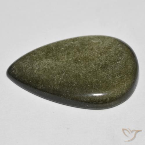 Obsidian Gemstone in 30 x 22 mm (calibrated) Size for Sale, Obsidian Stone in Black with Gold Sheen Color