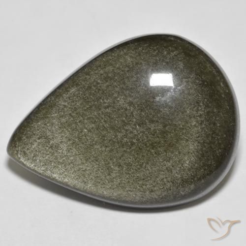 23.49 ct Black Obsidian Stone, Natural Obsidian in Pear Cabochon Shape for Sale