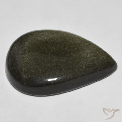 Obsidian Gemstone in 28.2 x 20.8 mm Size for Sale, Obsidian Stone in Black with Gold Sheen Color