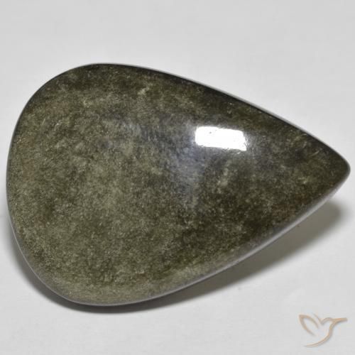 34.05 ct Black Obsidian Stone, Natural Obsidian in Pear Cabochon Shape for Sale