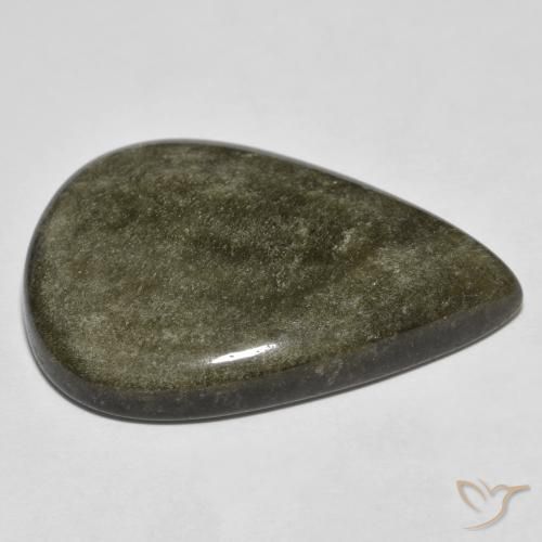 Obsidian Gemstone in 33.7 x 24 mm Size for Sale, Obsidian Stone in Black with Gold Sheen Color