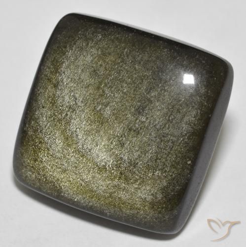 Obsidiana Negro Cabujón forma Cojín de 27.68 ct de México, dimensión 21,6 x 21,2mm, piedra preciosa natural No tratado, claridad Opaco, Obsidiana de 1 pieza en color Negro con brillo dorado, dureza Mohs de 5 - 5.5, Photo A