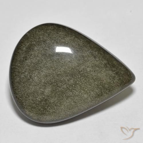 19.50ct Natural Black with Gold Sheen Obsidian, Pear Shape, Opaque