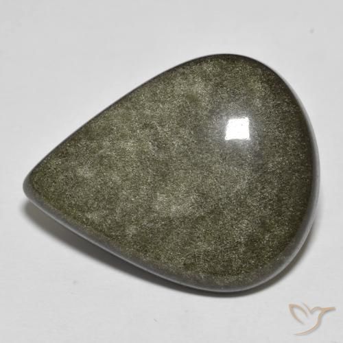 19.50 ct Black Obsidian Stone, Natural Obsidian in Pear Cabochon Shape for Sale