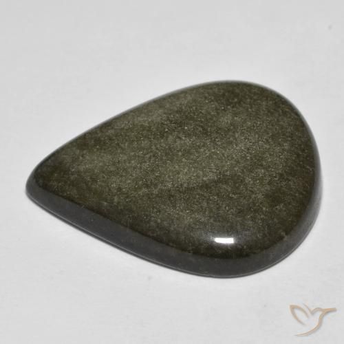Obsidian Gemstone in 25.8 x 20.7 mm Size for Sale, Obsidian Stone in Black with Gold Sheen Color